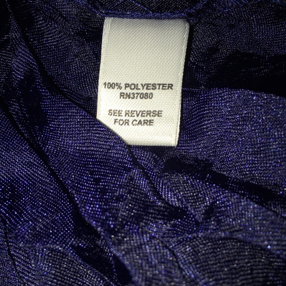 CATO SHINY BLUE LONG SLEEVED TOP WITH WOVEN PATTERN - Picture 5 of 6